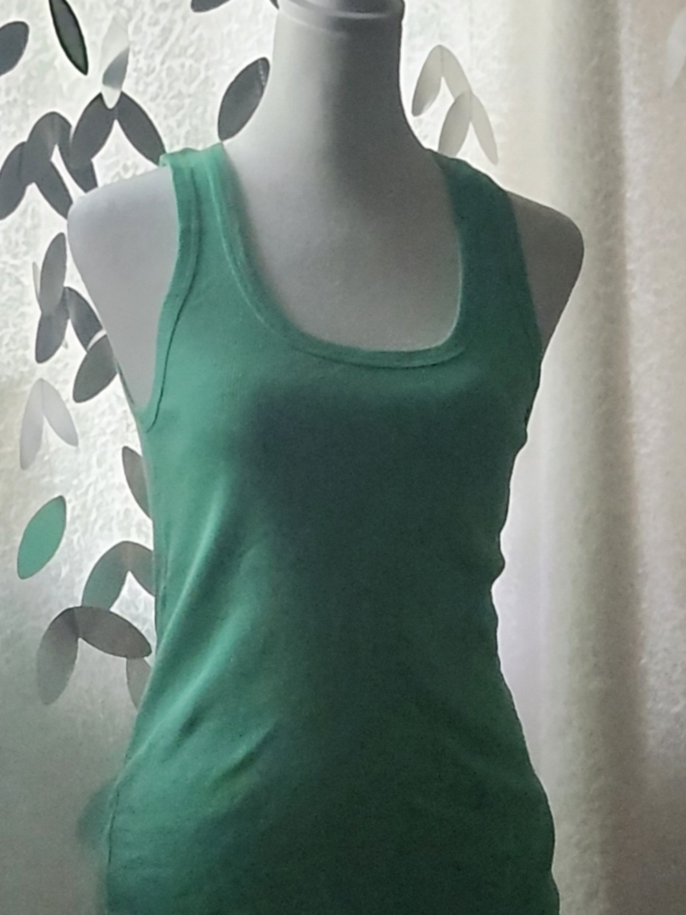 Classic Green Scoop Neck Women's Tank Top - Picture 2 of 5
